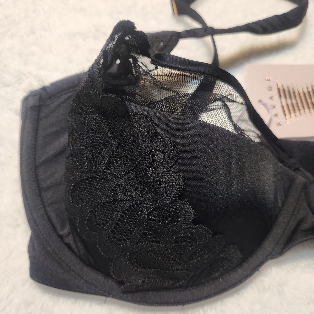 Savage X Fenty Black Lace Detail Bra - Picture 2 of 10